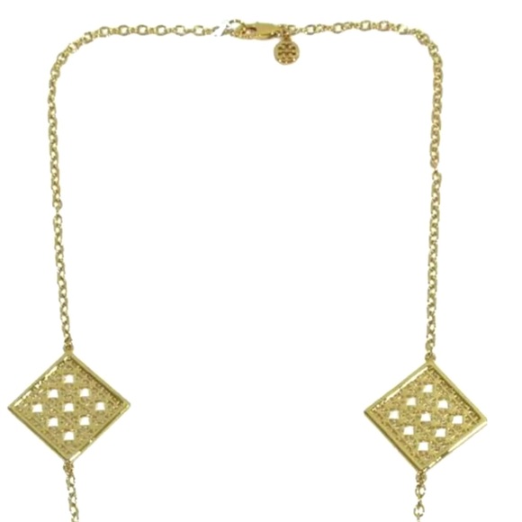 TORY BURCH • Perforated Logo Rotary Necklace - Picture 7 of 8